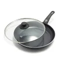 GreenLife Soft Grip Healthy Ceramic Nonstick, 12" Frying Pan Skillet with Lid, PFAS-Free, Dishwasher Safe, Black