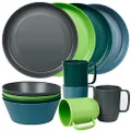 Greentainer Plastic Crockery Sets, Lightweight and Unbreakable Complete Set, Plate Set, Bowls, Cups, Dinner Service for 4 People, Ideal for Children and Adults, Reusable