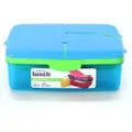 Sistema Lunch Slimline Quaddie Lunch Box with Water Bottle | 1.5 L Air-Tight and Stackable Food Storage Container | Blue/Green