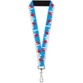Buckle-Down Lanyard, Chicago Skyline and Flag Distressed Black/White/Red, 22 Inch Length x 1 Inch Width