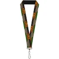 Buckle-Down Lanyard, Cali Bear, Star and US Flag Stretch Black/White/Red, 22 Inch Length x 1 Inch Width