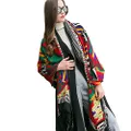 DANA XU 100% Pure Merino Wool Poncho Winter Large Scarf Pashmina Shawl Bandana Neck Wrap For Women, 12 Black&green, 96 * 42 INCH