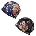 Glamorstar Floral Lace Beanie Hat Chemo Cap Stretch Slouchy Turban Headwear, Rose-Black,Sapphire, One Size