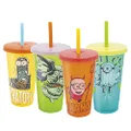 Zak Designs Minions: The Rise of Gru Halloween Glow in The Dark Tumbler Set with Lid and Straw for Cold Drinks, Made of Durable and Reusable Plastic, 25 oz Pack of 4