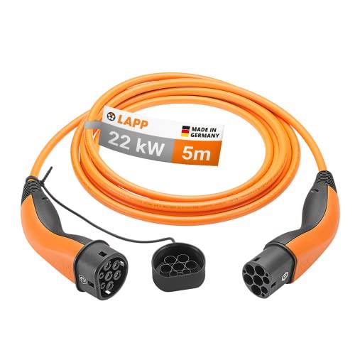 Lapp Type 2 (22kW-3P-32A) Electric Car Charging Cable, Orange, 5 Meter