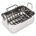 Anolon Tri-Ply Clad Stainless Steel 17-Inch by 12-1/2-Inch Large Rectangular Roaster with Nonstick Rack