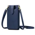 Peacocktion Small Crossbody Cell Phone Purse for Women, Lightweight Mini Shoulder Bag Wallet with Credit Card Slots, A-navy Blue, Small