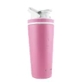 Ice Shaker Stainless Steel Insulated Water Bottle Protein Mixing Cup (As seen on Shark Tank) | Gronk Shaker | (Pink, 26oz)