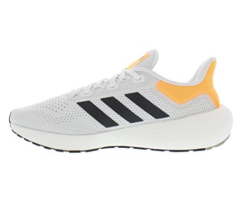 adidas Men's Pureboost 21 Running Shoe, White/Black/Flash Orange, 8.5 US