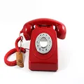 GPO 746 Push-Button 1970s-style Retro Landline Phone - Curly Cord Authentic Bell Ring - Red