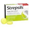 Strepsils Sugar Free Sore Throat Lozenges Pain Relief, Double Antibacterial, Lemon, 36 Pack