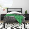 Zinus Mia Single Black Bed Frame Modern Metal Steel Headboard Furniture Mattress Platform with Under Bed Storage, Black