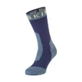 SEALSKINZ Unisex Waterproof Extreme Cold Weather Mid Length Sock, Navy Blue/Yellow, Large