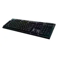 Logitech G 915 Lightspeed Wireless Mechanical Gaming Keyboard, Clicky GL Button Switch with Flat Profile, US QWERTY Layout - Carbon