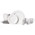 Amazon Basics 16-Piece Porcelain Kitchen Dinnerware Set with Plates, Bowls and Mugs, Service for 4 - White