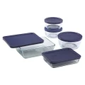 Pyrex Simply Store Glass Food Containers With BPA Free Plastic Blue Lids (10-Piece Set)