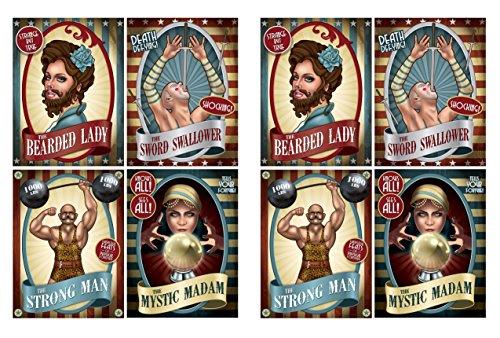 Beistle Vintage Circus Poster Cutouts (8 Piece), 15.25", Multicolor