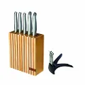 Furi Pro Wood Knife Block 7-Pieces Set,Brown/Silver