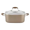 Anolon Advanced Hard Anodized Nonstick Casserole Dish/Casserole Pan with Lid - 7 Quart, Bronze Brown