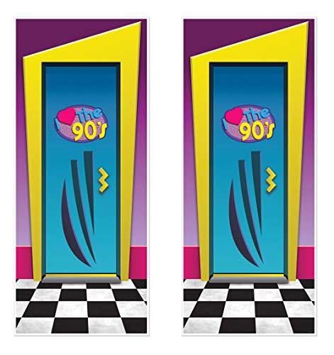 Beistle I Love The 90's Door Cover, 2 Piece, 30" x 6', Multicolored