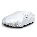 Amazon Basics Silver Weatherproof Car Cover - PEVA with Cotton, Sedans up to 406cm