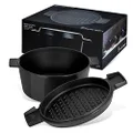 Stanley Rogers New Cast Iron French Oven, Onyx, 24 cm, 3.5 Litre Capacity