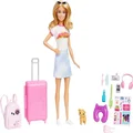 Barbie Doll and Accessories, “Malibu” Travel Set with Puppy and 10+ Pieces Including Working Suitcase​