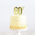 Cake & Candle 60th Metal Cake Topper, Gold