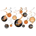 Amscan Nothin' But Net Basketball Spiral Hanging Decorations 12 Pieces
