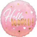 Anagram Standard S40 HX Pink Baby Girl Hello World Self Sealing Foil Balloon