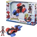 MARVEL - Spidey and His Amazing Friends - Change 'N Go Techno-Racer - 4inch Miles Morales Action Figure - 2-In-1 Vehicle - Inspired By Spiderman Show - Toys for Kids - Boys and Girls - F1945 - Ages 3+