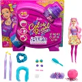 Barbie Color Reveal Glitter! Hair Swaps Doll, Glittery Pink with 25 Hairstyling & Party-Themed Surprises Including 10 Plug-in Hair Pieces, for Kids 3 Years Old & Up