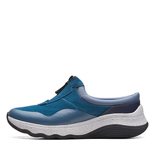 Clarks Women's Jaunt Way Sneaker, Blue Grey Suede, 9.5 US Wide