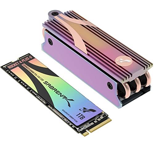 SABRENT Gaming SSD Rocket 4 Plus-G with Heatsink 1TB PCIe Gen 4 NVMe M.2 2280 Internal Solid State Drive, up to 7GBps Speed, Heat Management [SB-RKTG-GHSK-1TB]