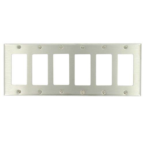 Leviton 84436-40 6-Gang Decora/GFCI Device Decora Wallplate, Device Mount, Stainless Steel
