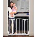 Dreambaby Chelsea Auto-Close Security Baby Safety Gate - with 2 x 9cm Extensions - Double Locking Feature Mechanism - Fits Openings 89-100cm Wide & 75cm Tall - White - Model F778W