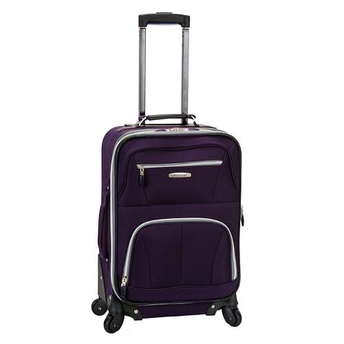 Rockland Pasadena Softside Spinner Wheel Luggage, Purple, Carry-On 20-Inch, Pasadena Softside Spinner Wheel Luggage