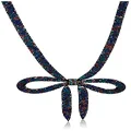 Betsey Johnson Mesh Bow Necklace, One Size, Metal, Rhinestone