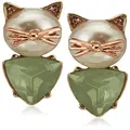 Betsey Johnson Pearl Critters Cat Stud Earrings