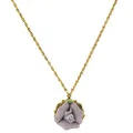 1928 Jewelry Gold-Tone Porcelain Rose Pendant Necklace, 16", One Size, Metal, No Gemstone
