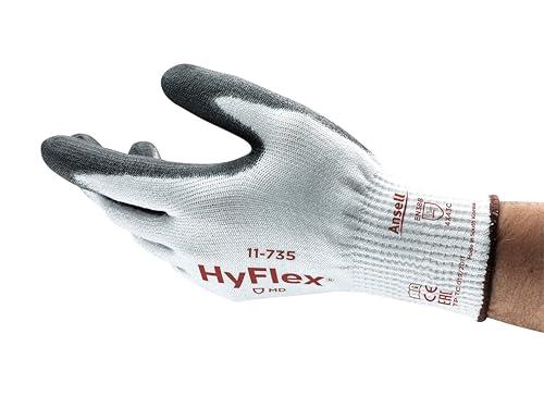 Ansell HyFlex 11-735 Cut-Resistant Work Gloves, Mechanics Glove, Abrasion-Resistant and Enhanced Grip Technology, PPE Men Women, Reusable, Black, Size XS (12 Pairs)