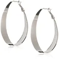 Guess Large Oval Glitter Hoop Earrings, One Size, Metal