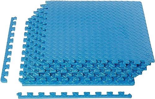 Amazon Basics Foam Interlocking Exercise Gym Floor Mat Tiles - Pack of 6, 60.96 x 60.96 x 1.27 CM, Blue