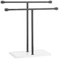 Amazon Basics Double-T Hand Towel Holder and Accessories Jewellery Stand, Bronze/White