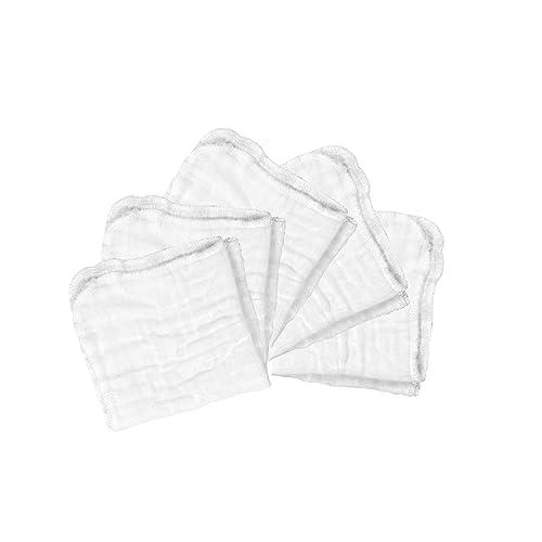 green sprouts Baby Muslin Face Cloths, White, 12" Length, 5 Count