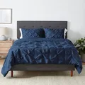 Amazon Basics Pinch Pleat All-Season Down-Alternative Comforter Bedding Set - Full / Queen, Navy Blue