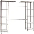 Amazon Basics Expandable Metal Hanging Storage Organizer Rack Wardrobe with Shelves, 35.56cm-160cm x 147.32cm-182.88cm, Bronze