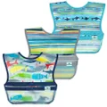 green sprouts Snap & Go Wipe-off Bibs (3 pack) 9-18mo Blue Whales