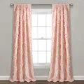 Lush Decor Ruffle Diamond Curtains Textured Window Panel Set for Living, Dining Room, Bedroom (Pair), 84” x 54”, Blush