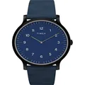 Timex Oslo 40mm Black Case Blue Dial Blue Leather Strap, TW2T66200